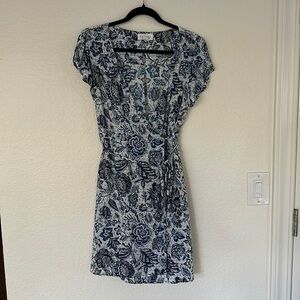Velvet wrap dress floral viscose small